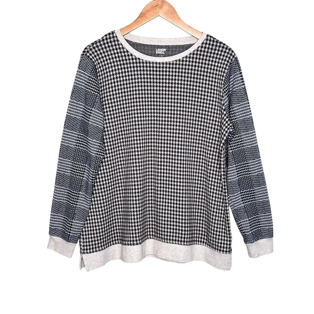 Lands End sport knit jacquard sweatshirt tunic size large